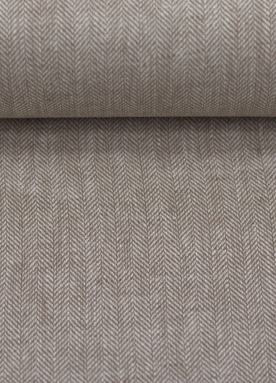 Baumwoll Leinen Stoff - Paul - leicht und luftig - Fischgrät - oliv