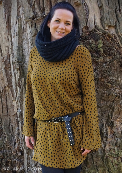 Viskose- Webware - Pauline - Dots - senf - schwarz