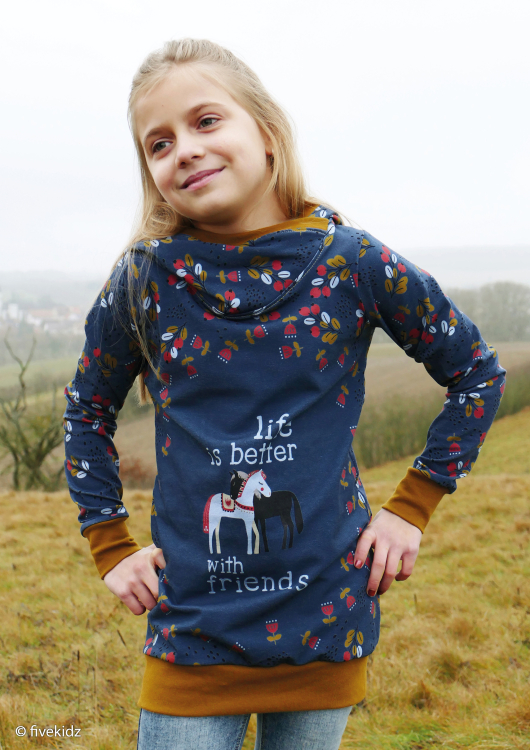 Panel - Jersey - Happy Together - Pferd - blau