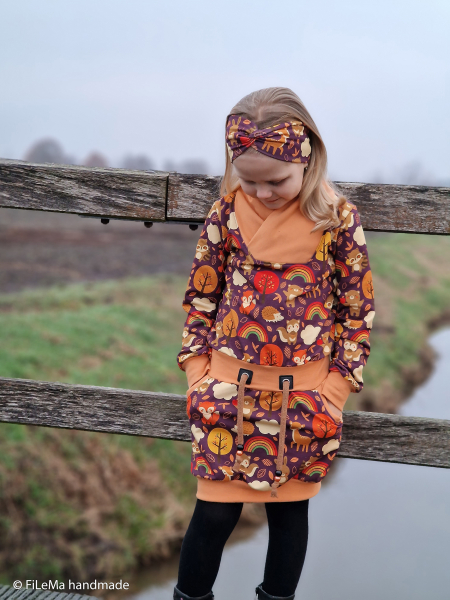 Preview: Sommersweat - Tomke - Waldtiere - Regenbogen - aubergine