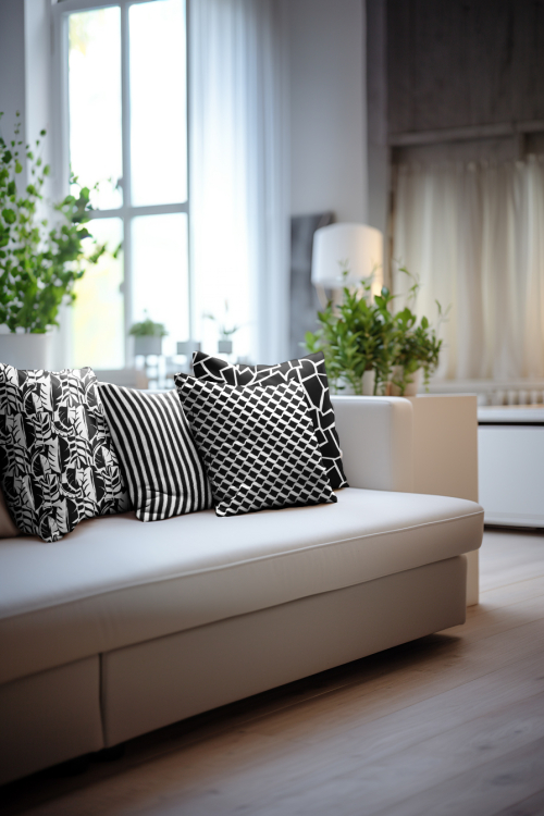 Preview: Canvas - Streifen - schwarz - weiss - Taschenstoff - Kissenstoff