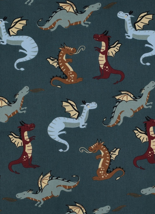 Baumwollstoff - Drachen - Popeline - Kinderstoff