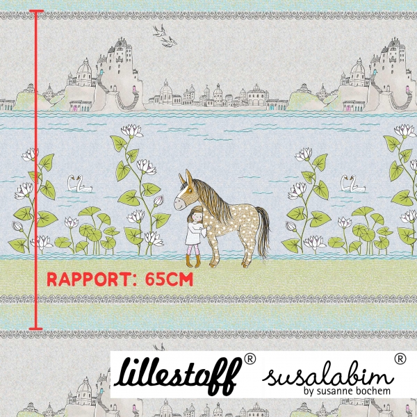 Preview: Lillestoff - Pferdemädchen - Bio Sommersweat - Susalabim - Panel