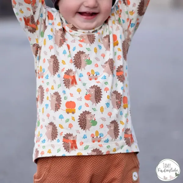 Preview: Bio Jersey - Igel Pucky  - Herbststoff - Kinderstoff