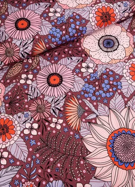Bio Jersey - Blumen braun - Design Susalabim
