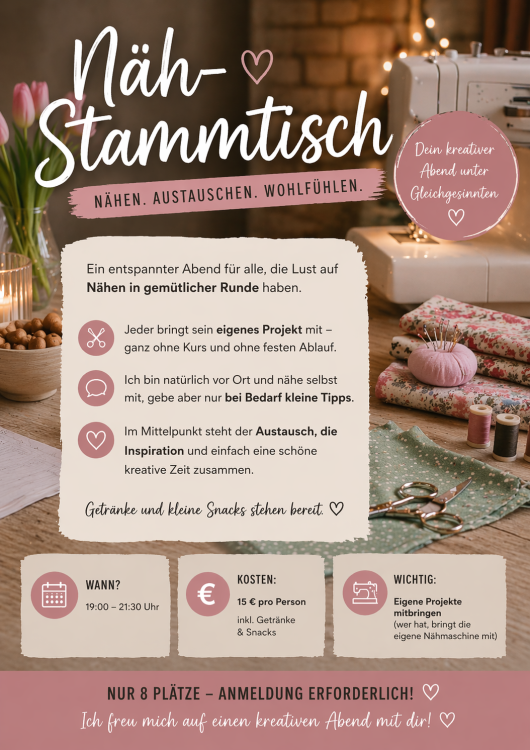 Di 19.5.26 - 1. Näh-Stammtisch ♥  19:00 - 21:30