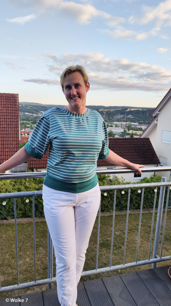 Jersey - Isa  - Streifen - eucalyptus - weiss