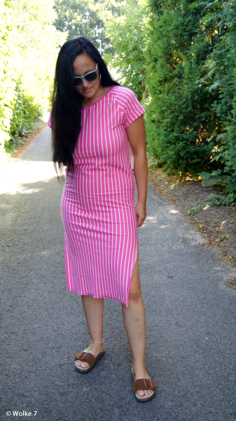 Jersey - Isa  - Streifen - pink - weiss