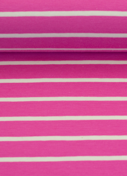 Jersey - Isa  - Streifen - pink - weiss