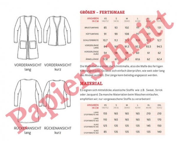 Studio Schnittreif - FRAU JACKY • Cardigan mit aufgesetzten Taschen, PAPIERSCHNITT