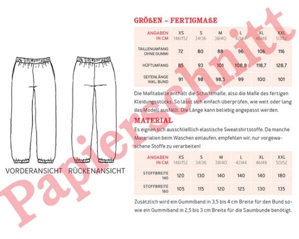 FRAU JOJO - Jogginghose mit Taschen - Papierschnitt