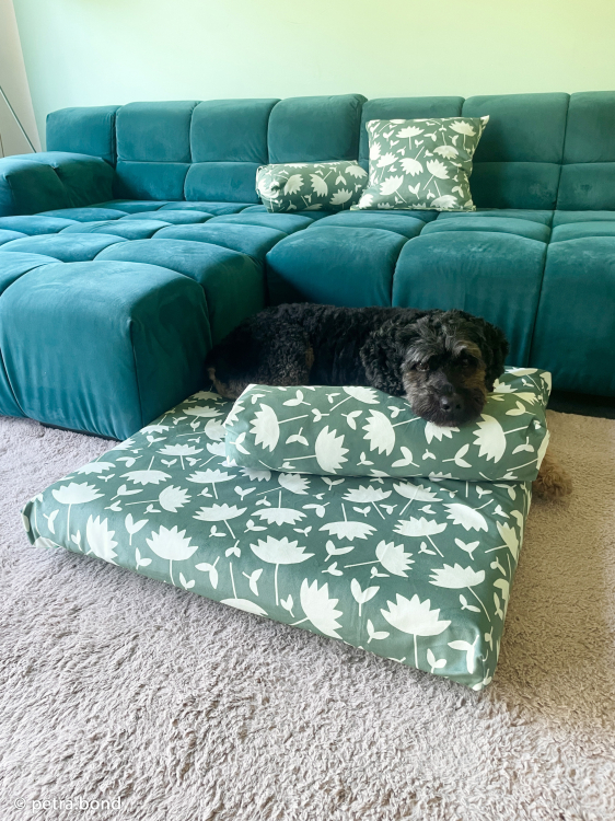 Preview: Dekostoff - Samtstoff - Velvet Flowers - Emjo Design - smaragd