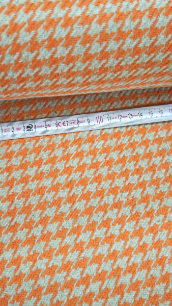 Preview: Mantelstoff - Hahnentritt - beige - orange