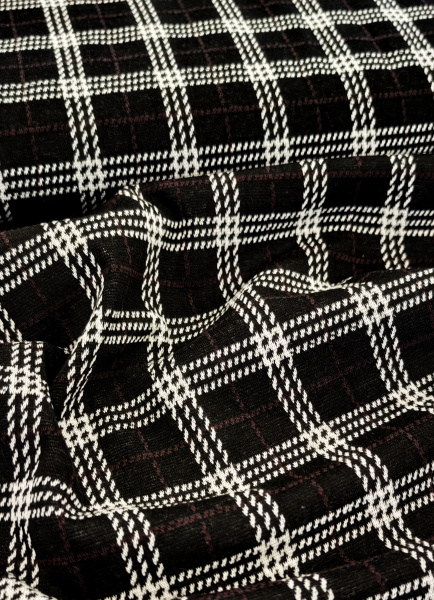 Jacquardjersey - Strick - karo - schwarz - weiss
