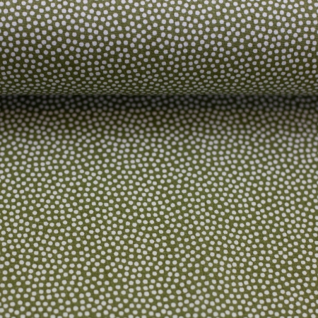 Baumwollstoff - Dotty - oliv - weiß