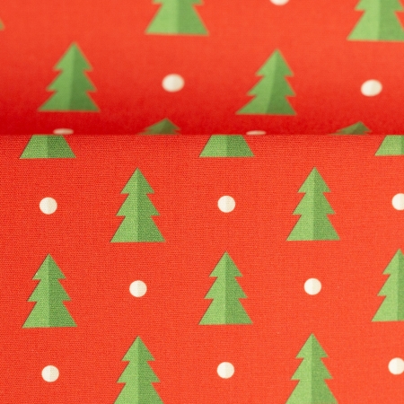 Baumwollstoff - Noel - Weihnachten - Bäume - rot -grün