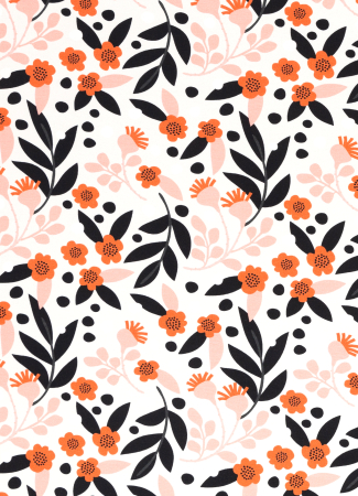 Jersey - Flowers - naturweiss - orange