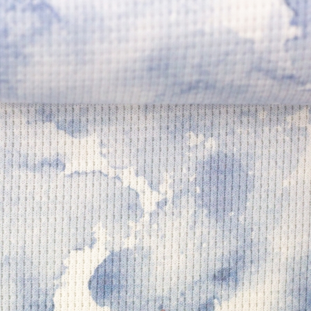 Waffeljersey - Maja - Batik - blau