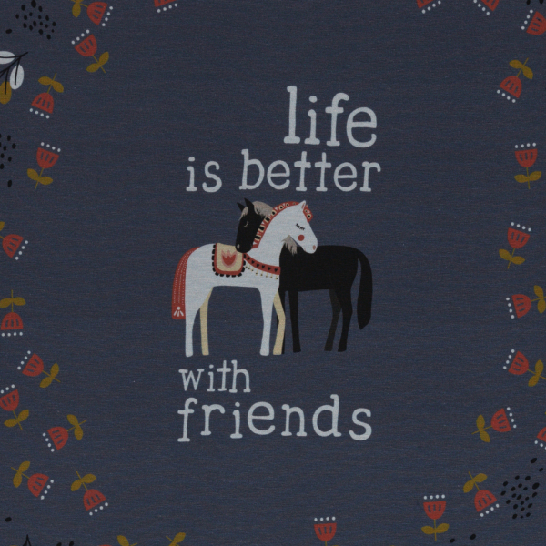 Panel - Jersey - Happy Together - Pferd - blau