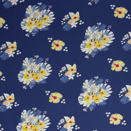 Viskose- Webware - Tropical bouquet - by Jolijou - dunkelblau