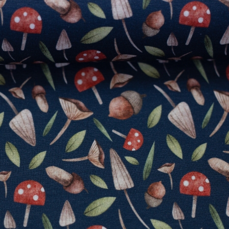 Rest 50 cm - Jersey - Pilze - jeansblau - Jule