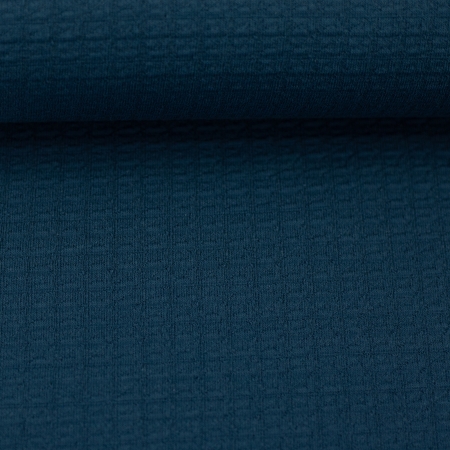 Strickjersey - Uni - petrol - gerippt - Florenz