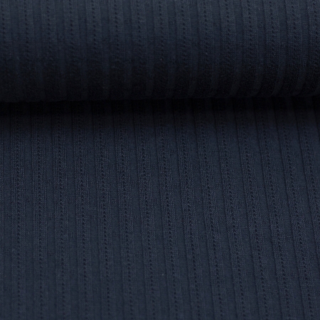 Strickjersey - Uni - dunkelblau - gerippt - Florenz