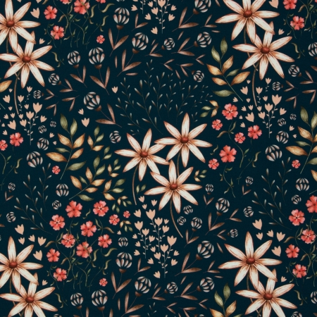 Sommersweat - Autumn Meadows - bunte Blumen - petrol