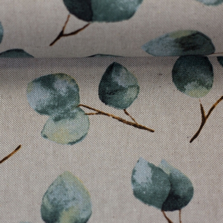 Dekostoff - Eucalyptus - Blätter - beige