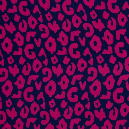 Viskose- Webware - Happy Leo - dunkelblau - pink  - Cherry Picking