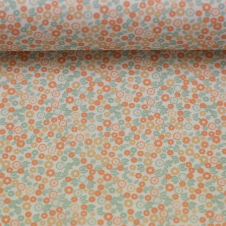 Baumwollstoff - Tumba - Miniblümchen - orange .