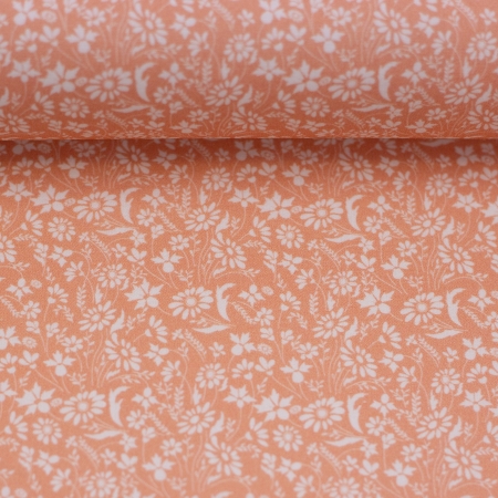 Baumwollstoff - Tumba - Blumenwiese - orange