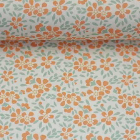 Baumwollstoff - Tumba - Blumen - orange