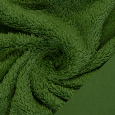 Doubleface Fleece - Plüsch - Uni - moosgrün- beidseitig