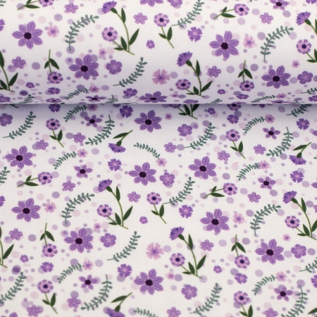 Baumwollstoff - mit kleinen Blümchen - lila