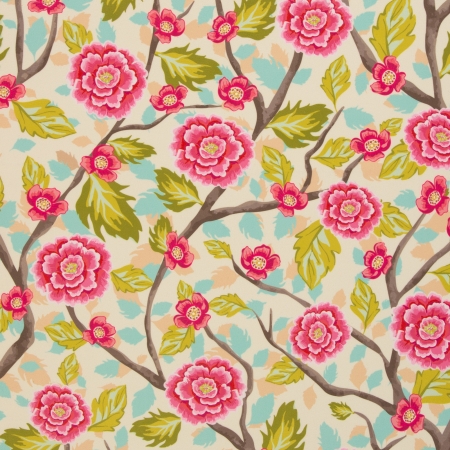 Dekostoff - Samtstoff - Boho Velvet - Blumen - natur