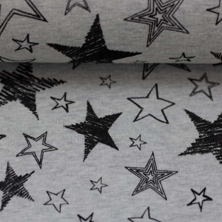 Alpenfleece -Stars - grau - schwarz