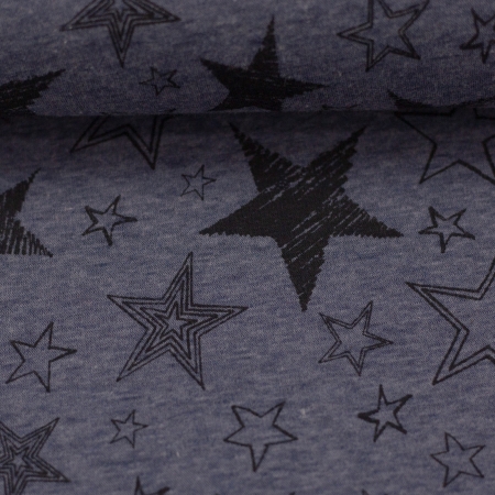 Alpenfleece -Stars - blau melliert