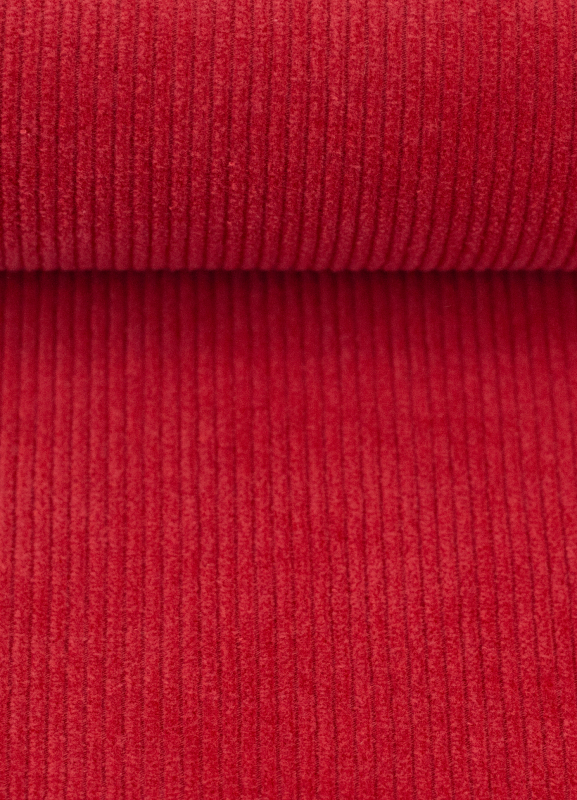 weicher Cordjersey - Cord - Juna - rauchblau - rot