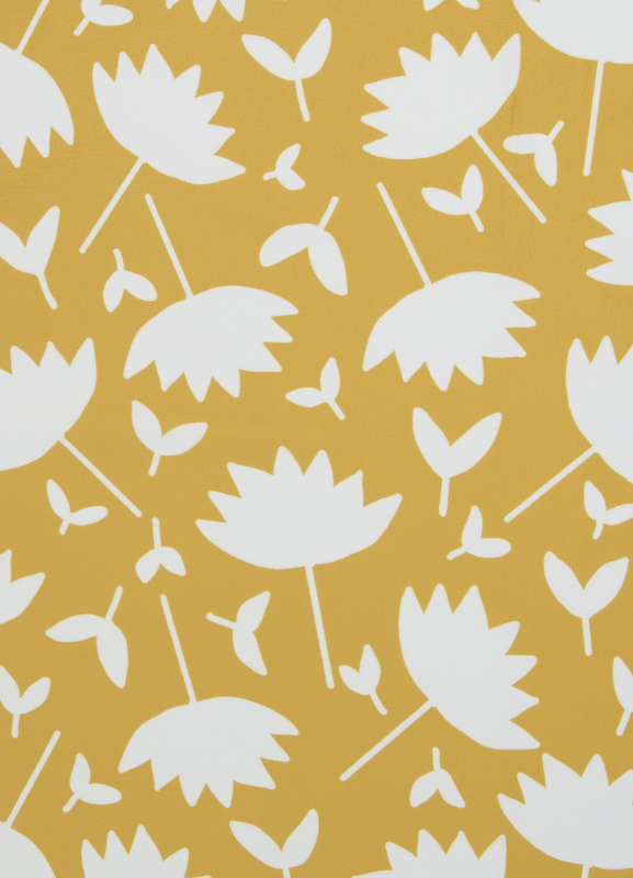 Dekostoff - Samtstoff - Velvet Flowers - Emjo Design - gelb