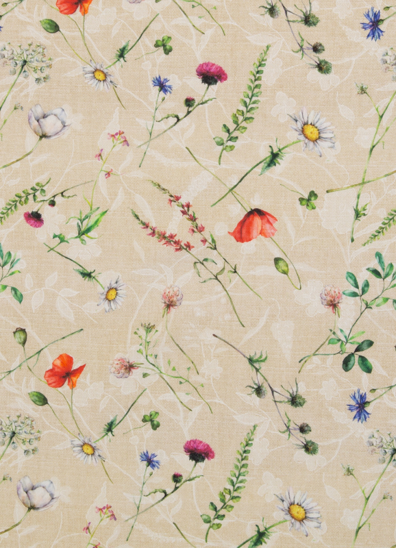 Canvas - Blumen - Wildblumen - Dekostoff - creme