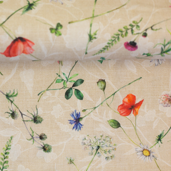 Canvas - Blumen - Wildblumen - Dekostoff - creme