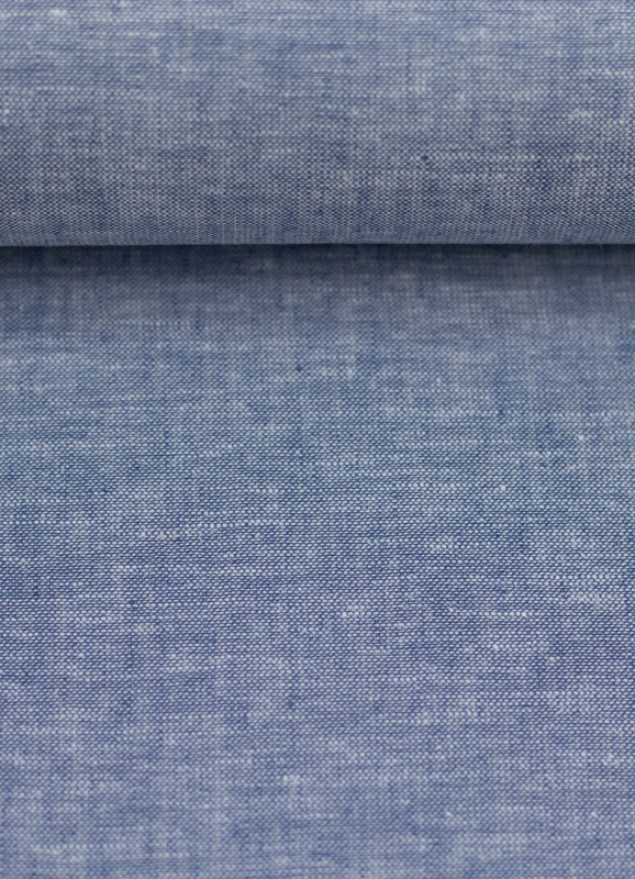 Baumwoll Leinen Stoff - Paul - leicht und luftig - jeansblau melliert