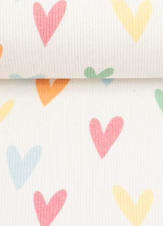 Rippjersey - Hearts - bunte Herzen