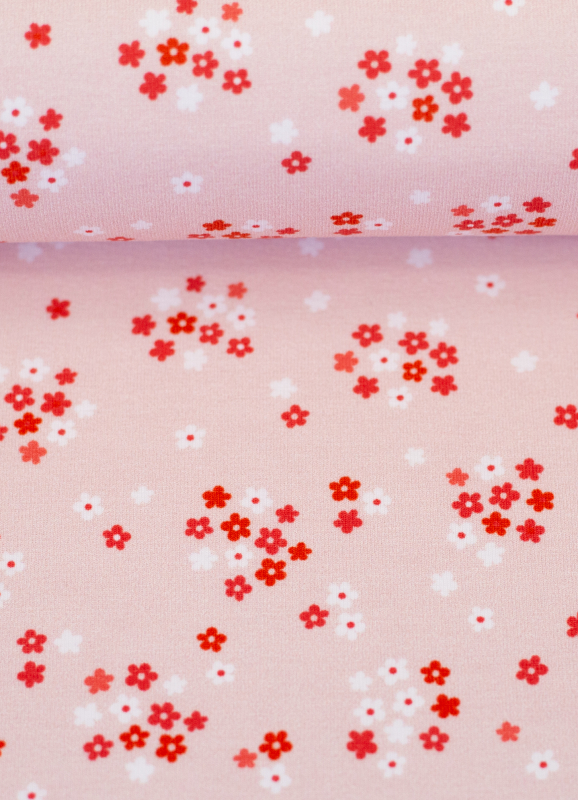 Jersey - kleinen Blümchen - rosa