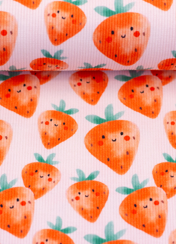 Rippjersey - Erdbeeren - rosa - rot
