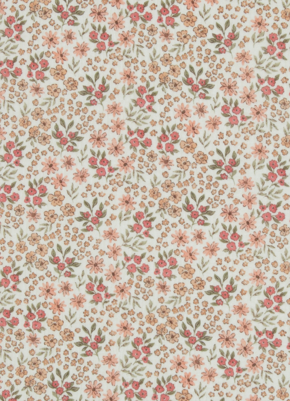 Musselin - Mina - kleine Streublümchen - rot - apricot