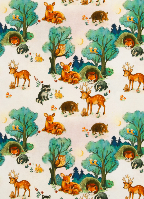 Jersey - Waldtiere - naturweiss - Füchse - Wald