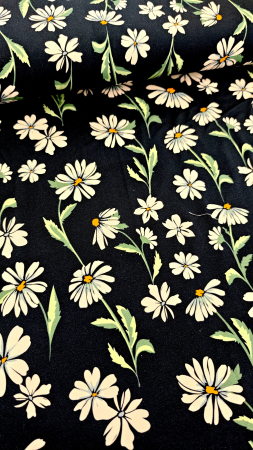 Viskose Jersey - Silzilien - Blumen schwarz weiss