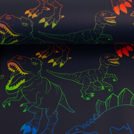 Regenjackenstoff - Dinosaurier - bunt